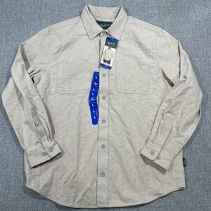 Woolrich Men's 100% Cotton Chamois Shirt, Tan, Size L